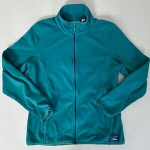 L.L.Bean Full Zip Fleece Jacket Teal 100% Recycled Polyester Women’s M Reg